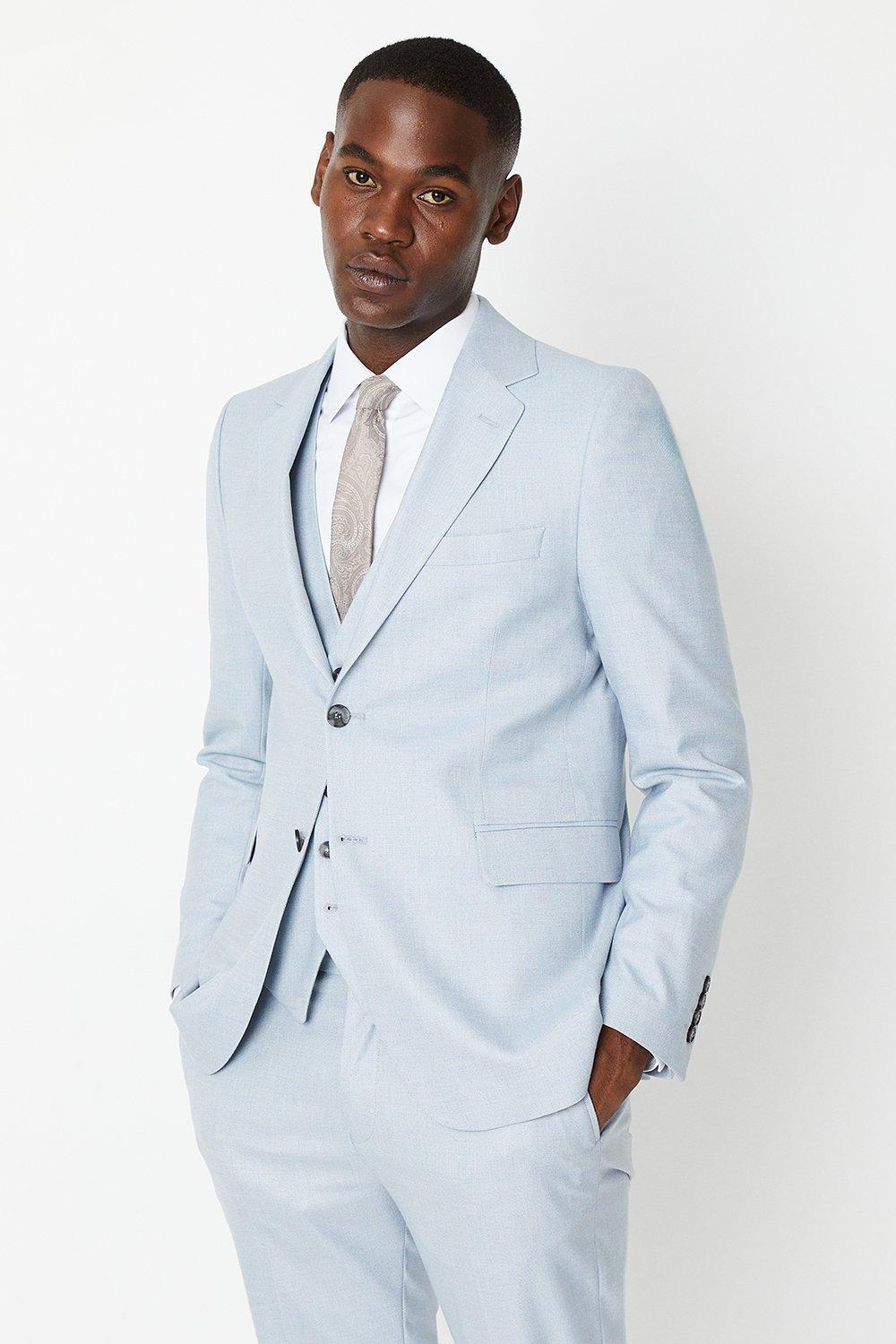 Mens Light Powder Blue Suit Jacket at Burton